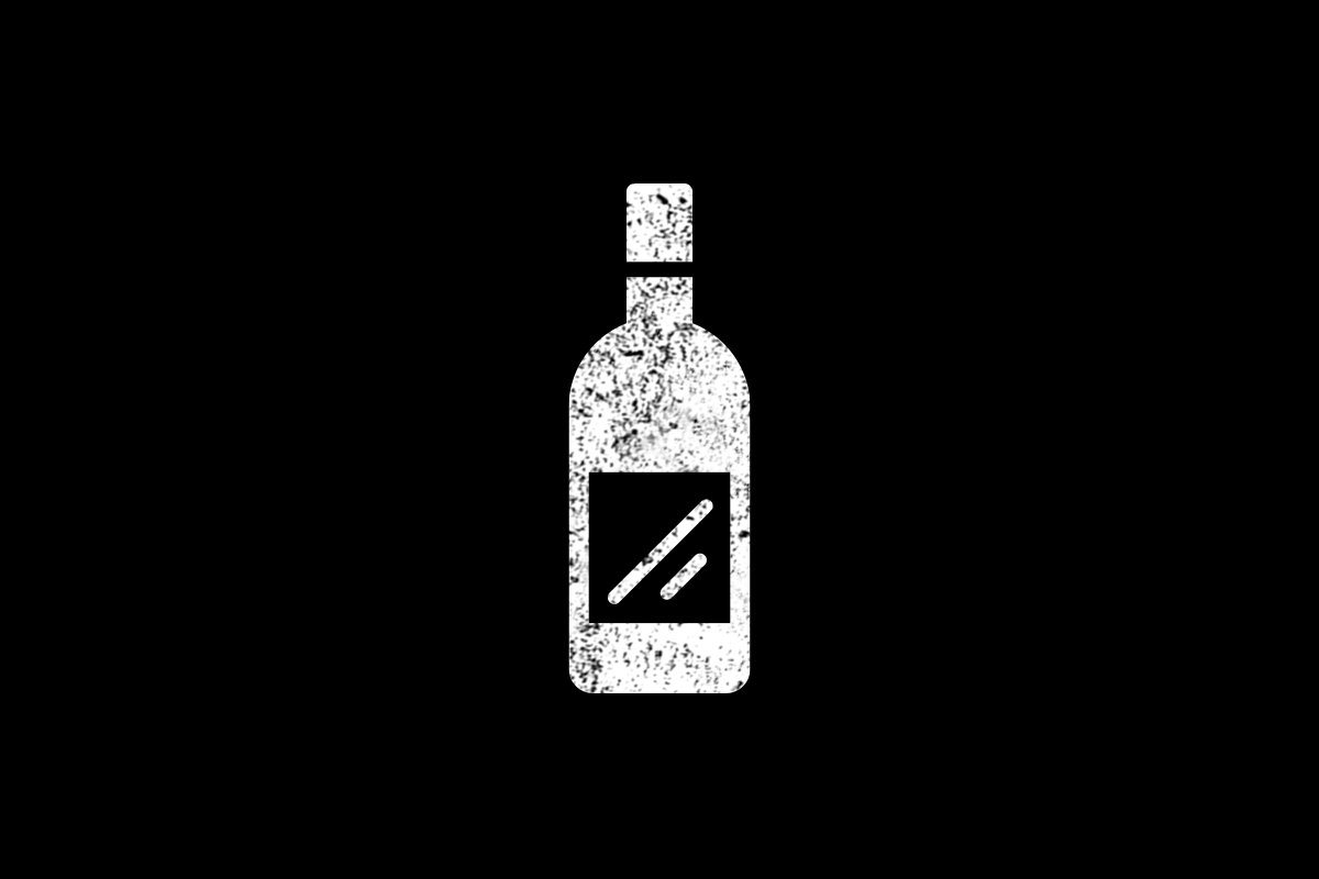 Weißes Flasche Icon auf schwarzem Grund